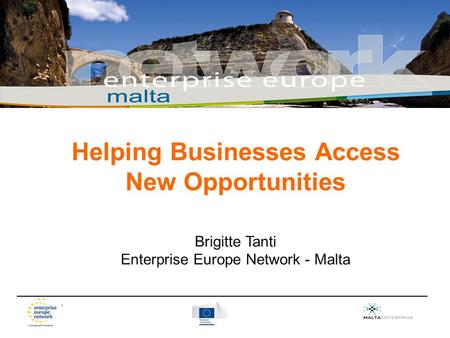 _________________________________________________________________________ Helping Businesses Access New Opportunities Brigitte Tanti Enterprise Europe.