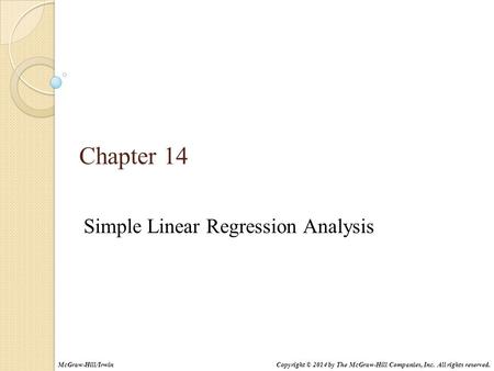 Simple Linear Regression Analysis