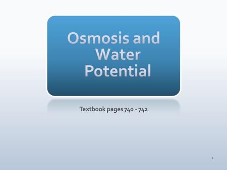 Osmosis and Water Potential