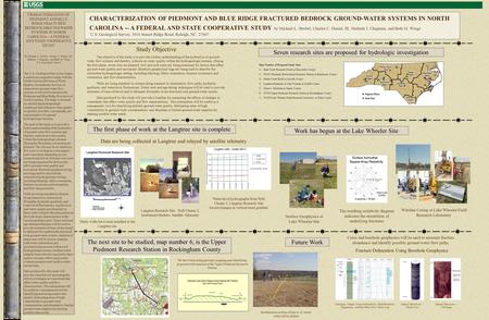 Core from Lake Wheeler Site 2 A’ Seven research sites are proposed for hydrologic investigation Map Number of Proposed Study Sites 1)Bent Creek Research.