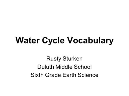 Water Cycle Vocabulary