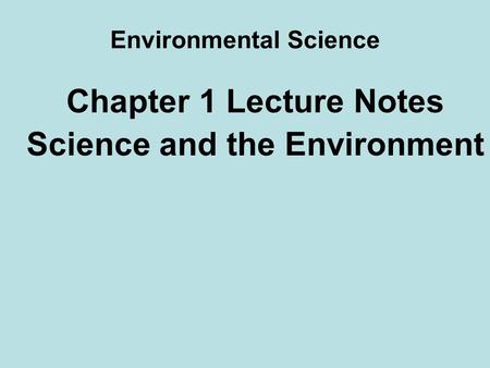 Environmental Science