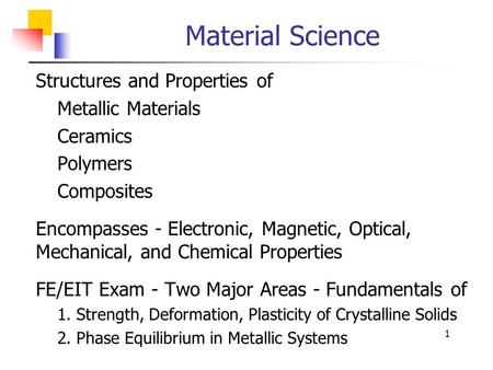 Material Science Structures and Properties of Metallic Materials