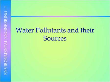 Water Pollutants and their Sources