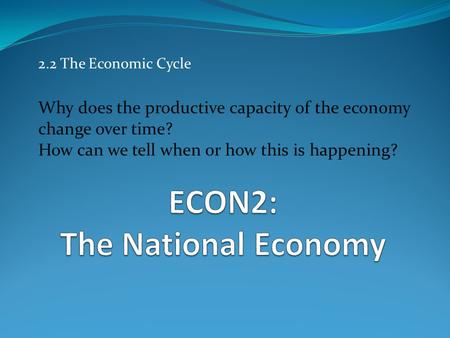 ECON2: The National Economy