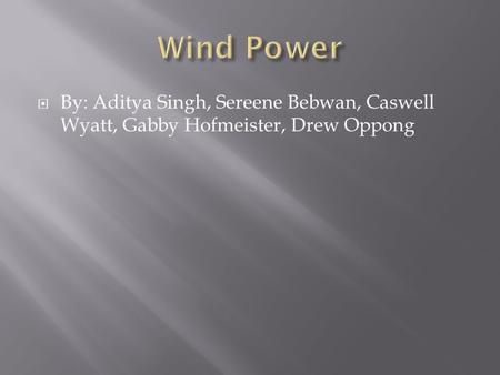  By: Aditya Singh, Sereene Bebwan, Caswell Wyatt, Gabby Hofmeister, Drew Oppong.