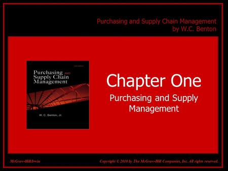 Purchasing and Supply Chain Management by W.C. Benton