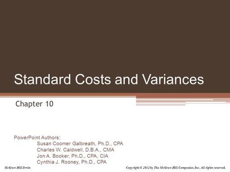 Standard Costs and Variances