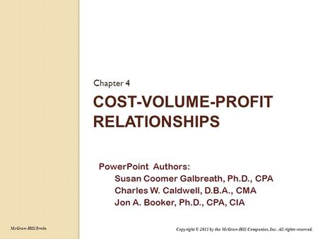 Cost-Volume-Profit Relationships