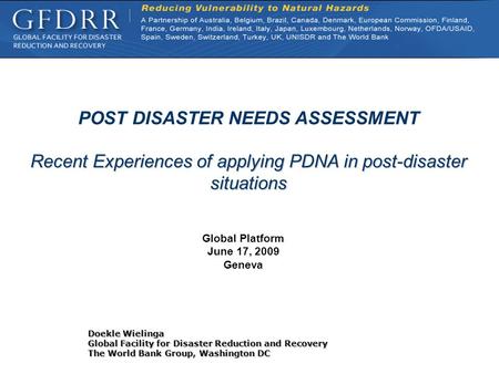 POST DISASTER NEEDS ASSESSMENT