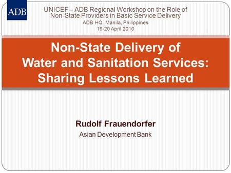 Rudolf Frauendorfer Asian Development Bank