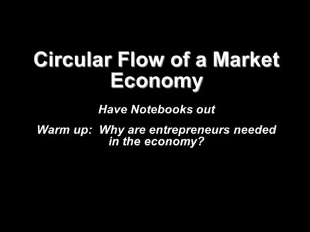 Circular Flow of a Market Economy