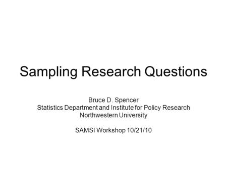 Sampling Research Questions