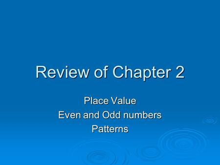 Place Value Even and Odd numbers Patterns