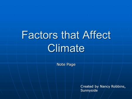 Factors that Affect Climate