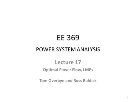 EE 369 POWER SYSTEM ANALYSIS