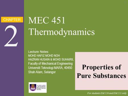 Properties of Pure Substances