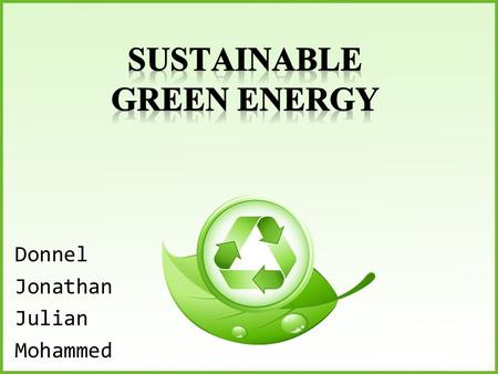 Donnel Jonathan Julian Mohammed. How Can We Go Green? Text.