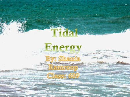 Jl. What are Tidal Turbines? Tidal turbines are the latest water power TECNOLOGY used in tidal areas. They look like wind turbines that are lined together.