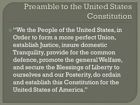 Preamble to the United States Constitution