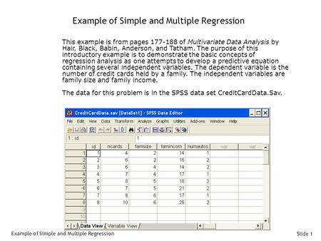 Example of Simple and Multiple Regression