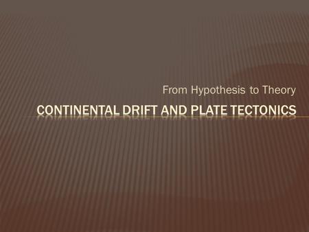 From Hypothesis to Theory. In the 19th and early 20th centuries, several scientists suggested that the continental masses had been slowly but steadily.