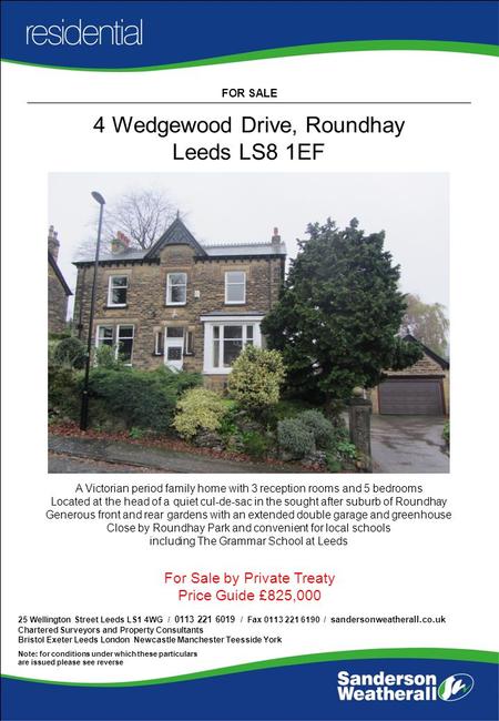 FOR SALE 25 Wellington Street Leeds LS1 4WG / 0113 221 6019 / Fax 0113 221 6190 / sandersonweatherall.co.uk Chartered Surveyors and Property Consultants.