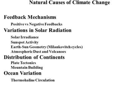 Natural Causes of Climate Change