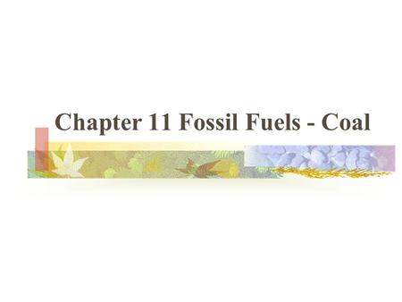 Chapter 11 Fossil Fuels - Coal. Fossil Fuels are fuels formed from the remains of once living things. types coal, oil, natural gas coal formed from the.