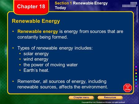 Chapter 18 Renewable Energy