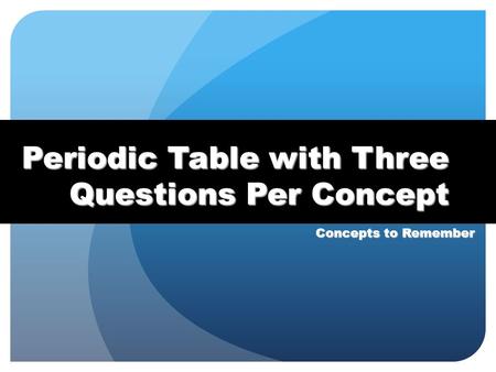 Periodic Table with Three Questions Per Concept