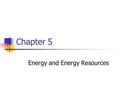 Energy and Energy Resources