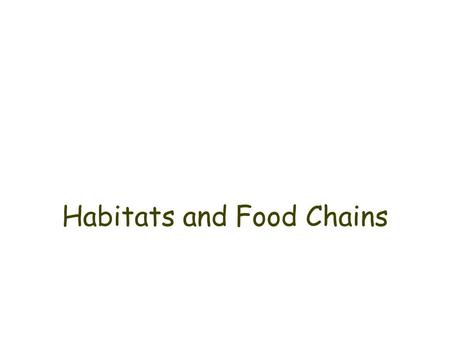 Habitats and Food Chains