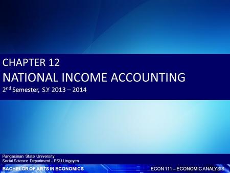 NATIONAL INCOME ACCOUNTING