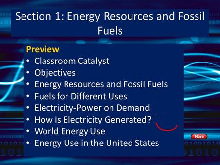 Section 1: Energy Resources and Fossil Fuels