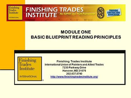 MODULE ONE BASIC BLUEPRINT READING PRINCIPLES