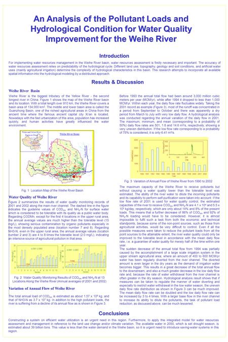 An Analysis of the Pollutant Loads and Hydrological Condition for Water Quality Improvement for the Weihe River For implementing water resources management.