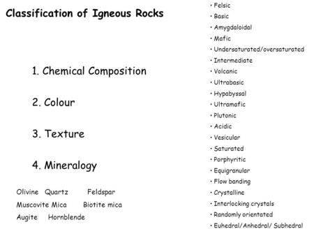 Classification of Igneous Rocks