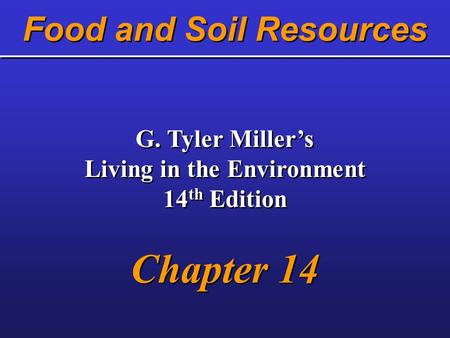 Food and Soil Resources