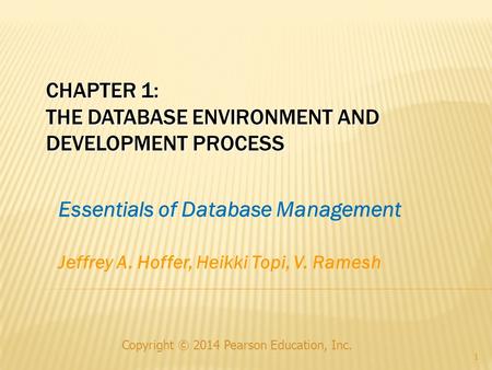 Chapter 1: The Database Environment and Development Process