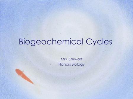 Biogeochemical Cycles