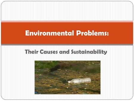 Their Causes and Sustainability Environmental Problems: