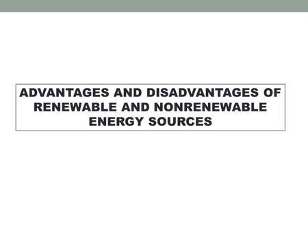 Nonrenewable Energy Sources