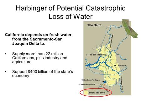 To San Francisco The Delta Sacramento River  Stockton San Joaquin River California Aqueduct Clifton Court Forebay California depends on fresh water from.