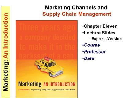 Marketing Channels and Supply Chain Management