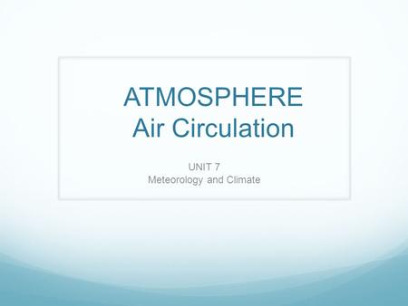 ATMOSPHERE Air Circulation