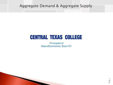 1 of 31 Principles of MacroEconomics: Econ101.  Aggregate Demand  Factors That Can Change AD  Short-Run Aggregate Supply  Short-Run Equilibrium 