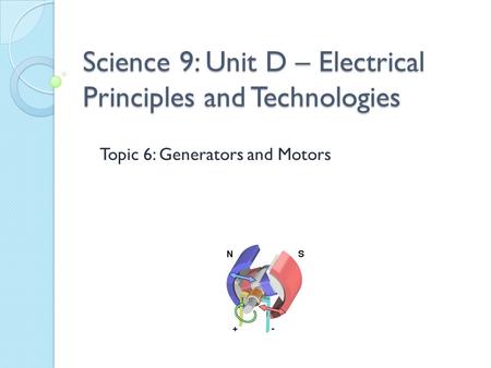 Science 9: Unit D – Electrical Principles and Technologies