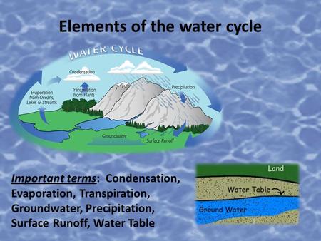 Elements of the water cycle