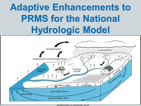 AWRA Water Resources Conference Jacksonville, FL, November 12-15 Modeling of Watershed Systems Lauren Hay Steve Markstrom Steve Regan.